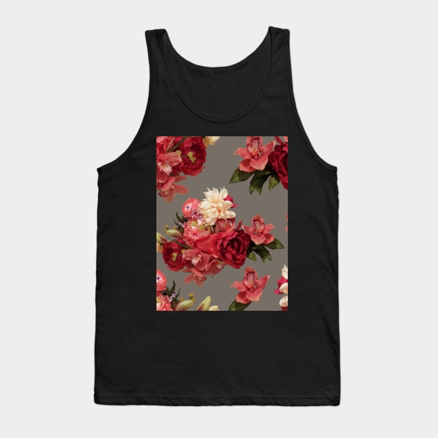 Just Flowers on Grey Repeat 5748 Tank Top by ArtticArlo